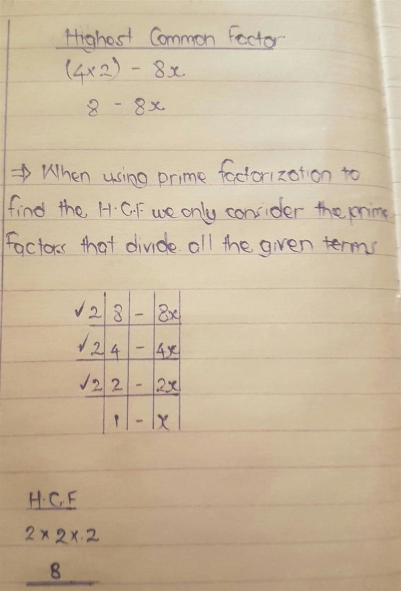 Find the hcf of 4x2 - 8x​-example-1