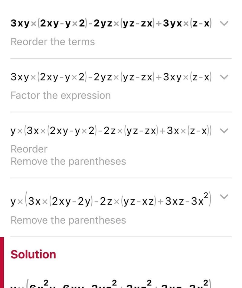 3xy(2xy−y2)−2yz(yz−zx)+3yx(z−x) solve this math please with explanation​-example-1