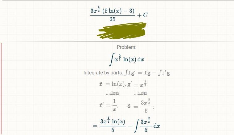 50 POINTS FOR EACH PERSON PLSSSSS HELP!!!!! ∫x^{(3)/(2) }㏑(x) dx-example-1