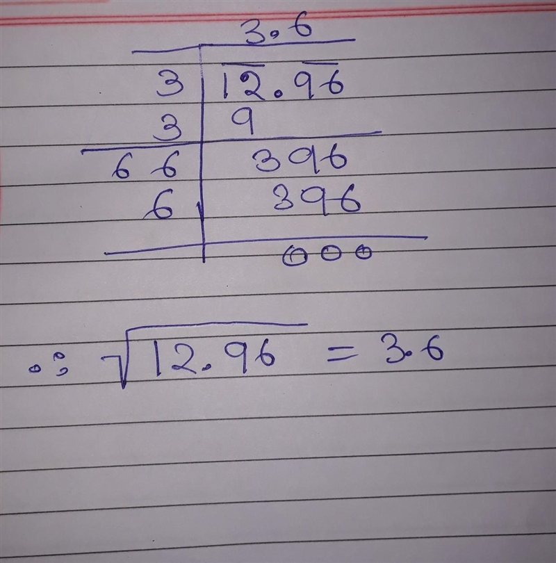 Find the square root of 12.96 by divison method-example-1