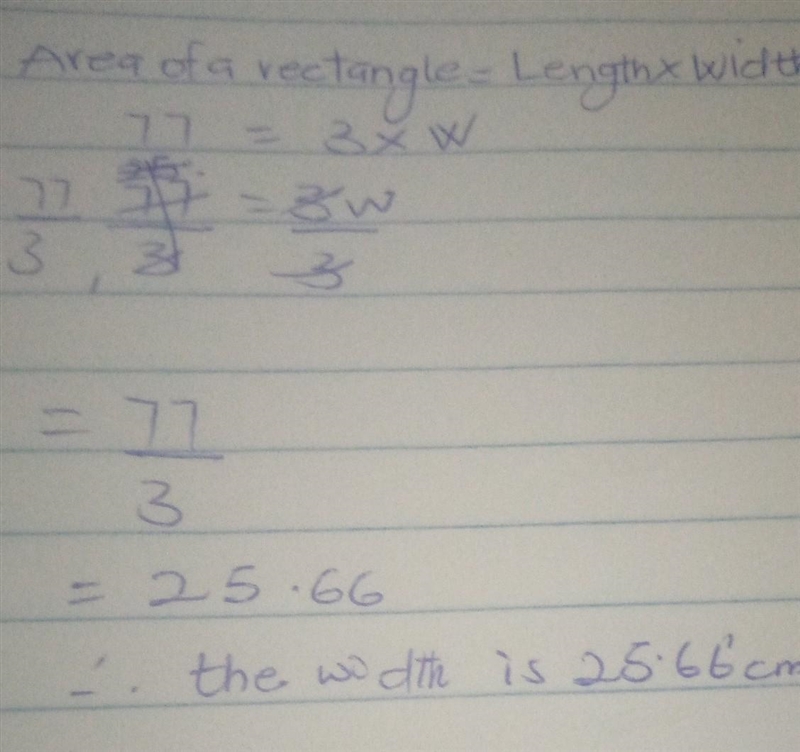 The area of a rectangle is 77 yd square, and the length of the rectangle is 3 yd more-example-1