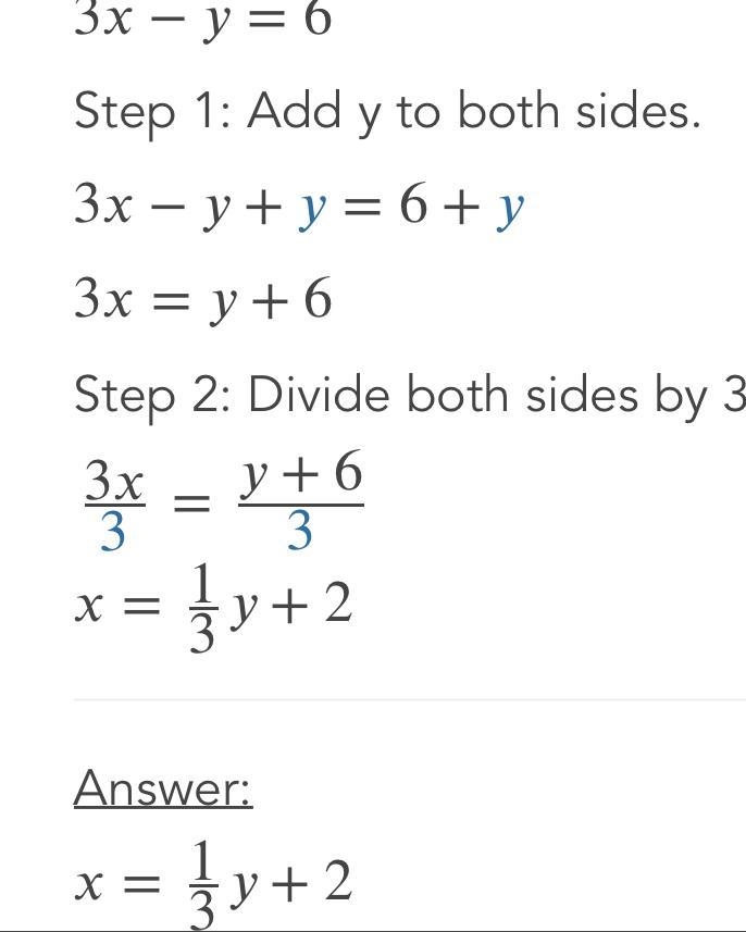 3x -y =6 solve for x-example-1