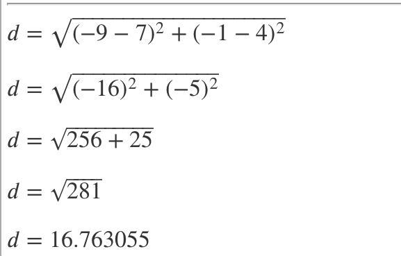 Coordinate plane with two points labeled; each as a ship. Ship A: (7,4). Ship B: (-9,-1). Note-example-1