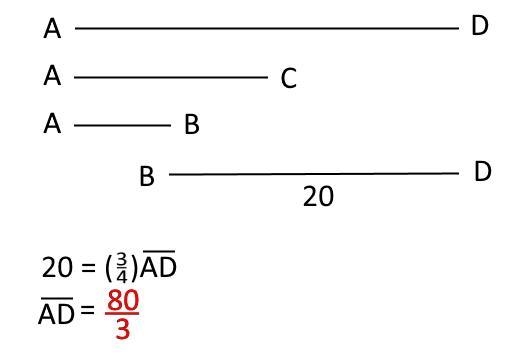 C is the midpoint of AD. B is the midpoint of AC. If BD=20ft, find AD-example-1