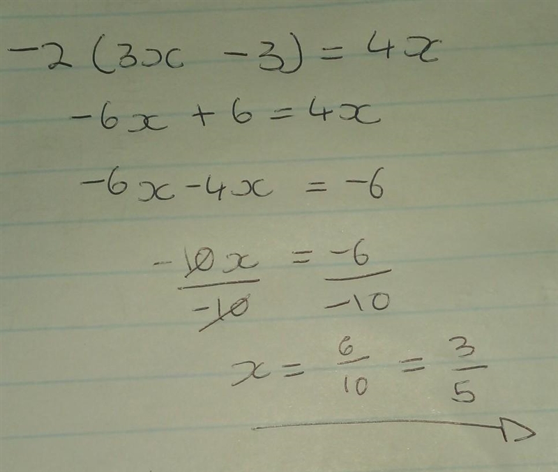 -2(3x-3)=4x please help solve for x=-example-1