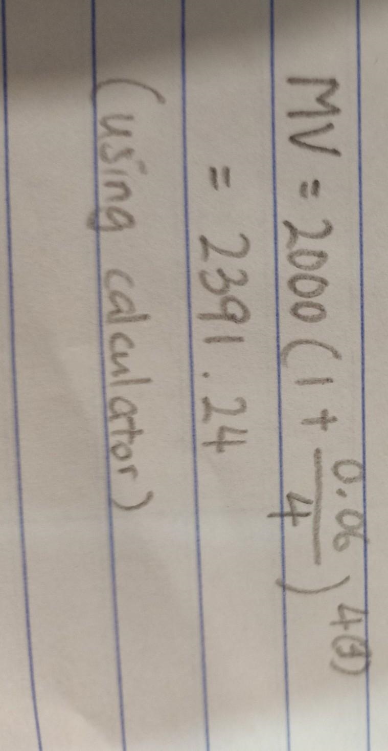 Ariana invests $2,000 at a rate of 6% annual interest compounded quarterly. Approximately-example-1