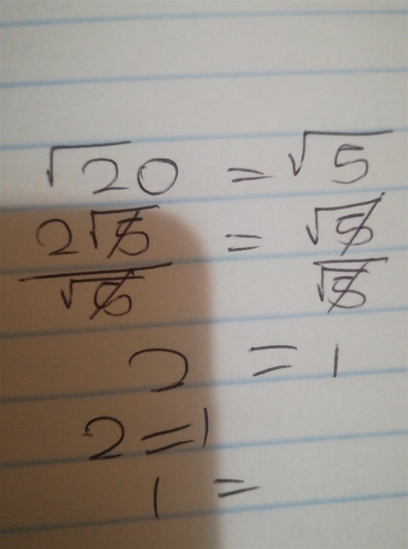 Complete the equation √(20) = \: \: √(5) ​-example-1