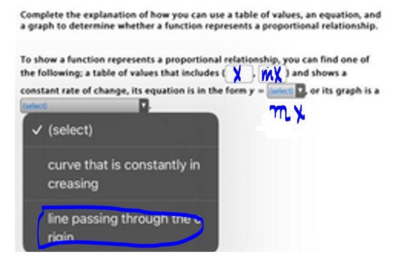 Complete the explanation of how you can use a table of values, an equation, and a-example-1