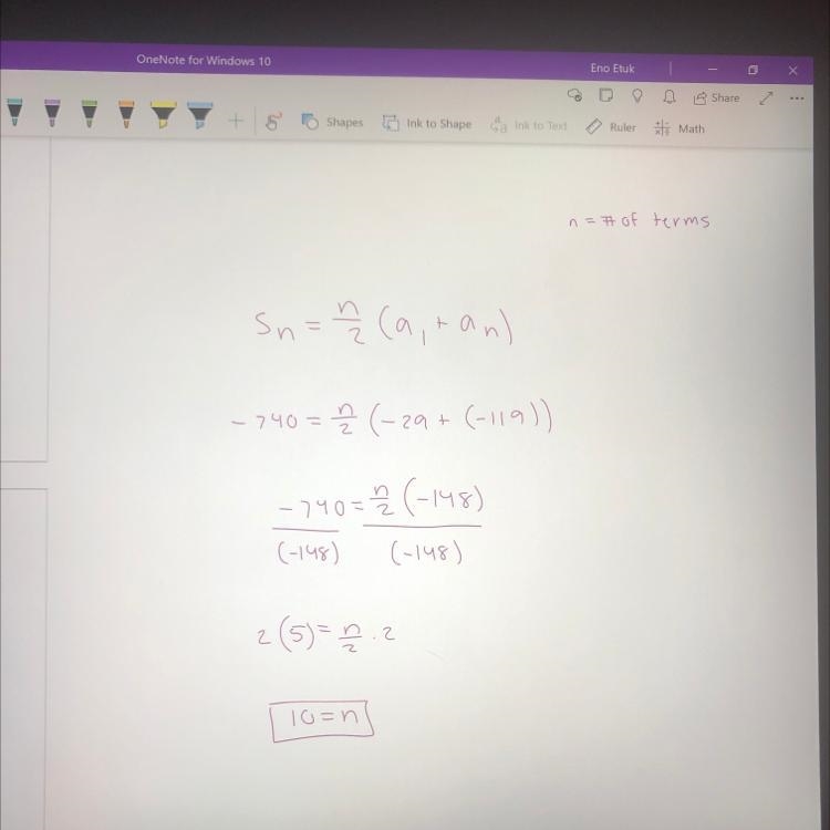 Determine the number of terms n in each arithmetic series a1 = -29, an = -119, Sn-example-1