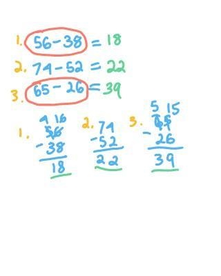 Circle the problems that you will use regrouping to solve. Then find differences. Show-example-1