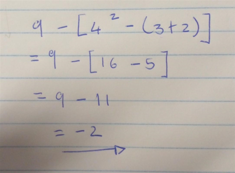 Find the value of 9 - [4 2 - (3 + 2)]. 8 6 -2-example-1