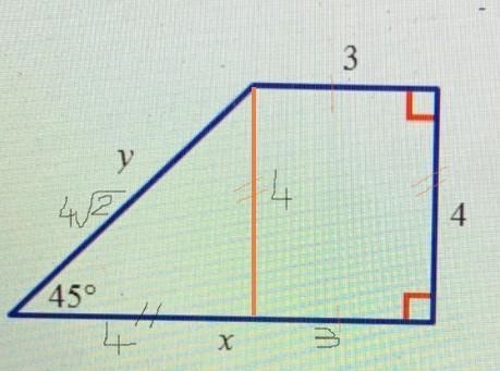 Find the value of x and the value of y. A. x = 4, y = 8 B.x=7, y=422 C. X= 4/3, y-example-1