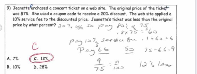 Jeanette purchased a concert ticket on a web site. The original price of the ticket-example-1