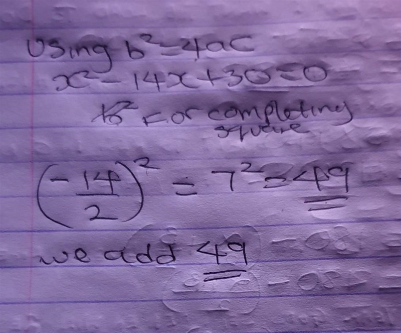 If using the method of completing the square to solve the quadratic equation x^2-14x-example-1