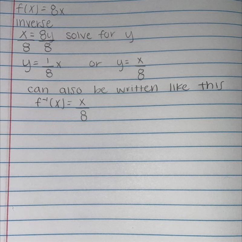 If Fx) = 8x, which of the following is the inverse of F(x)?-example-1