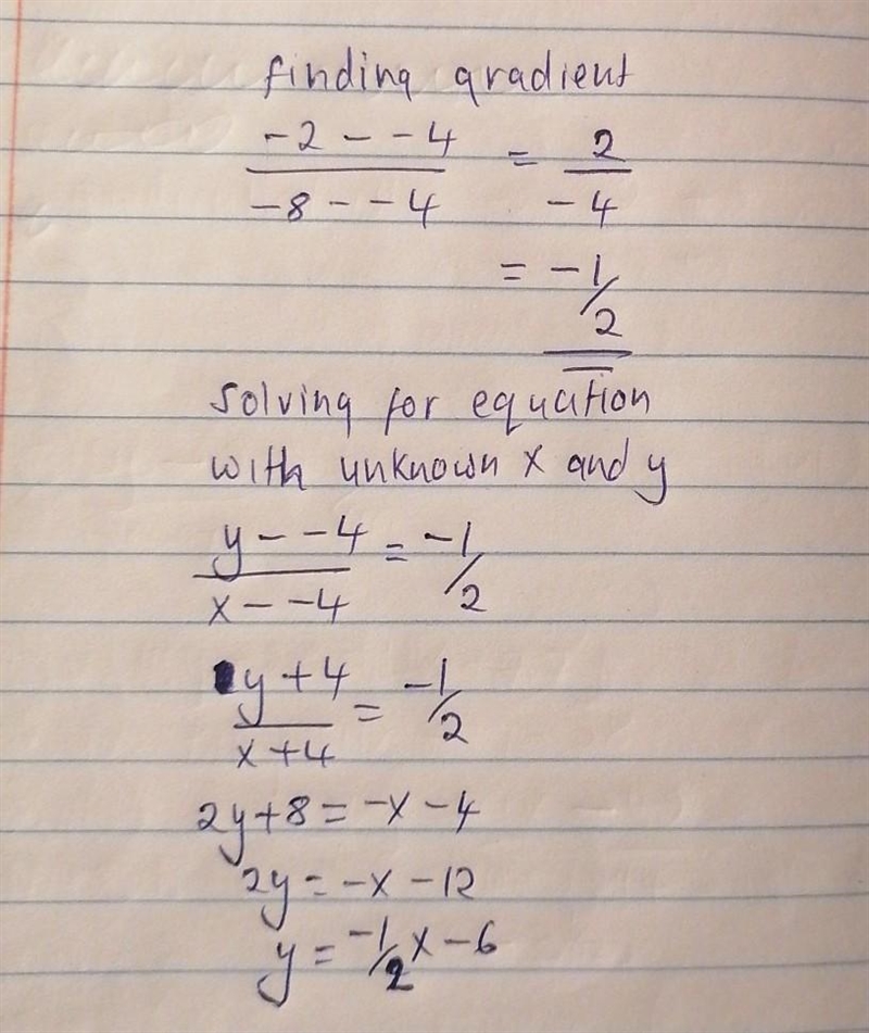 What is an equation of the line that passes through the points (-8, -2) and (-4,-4)?-example-1