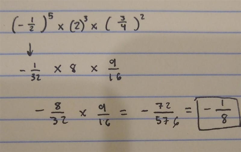 (-1/2^5)×2^3×(3/4^2) [EVALUATE]​-example-1