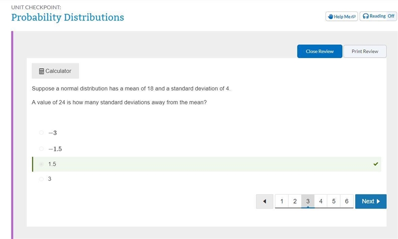 UNIT CHECKPOINT: Probability Distributions Calculator Suppose a normal distribution-example-1