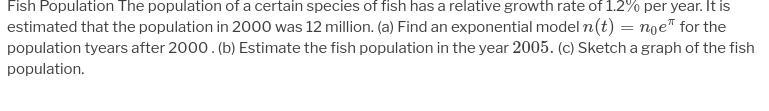 The population of a certain species of fish in a lake has a relative growth rate of-example-1