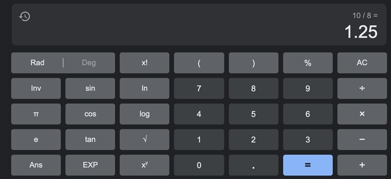 What is 10 divided by 8 equal?​-example-1