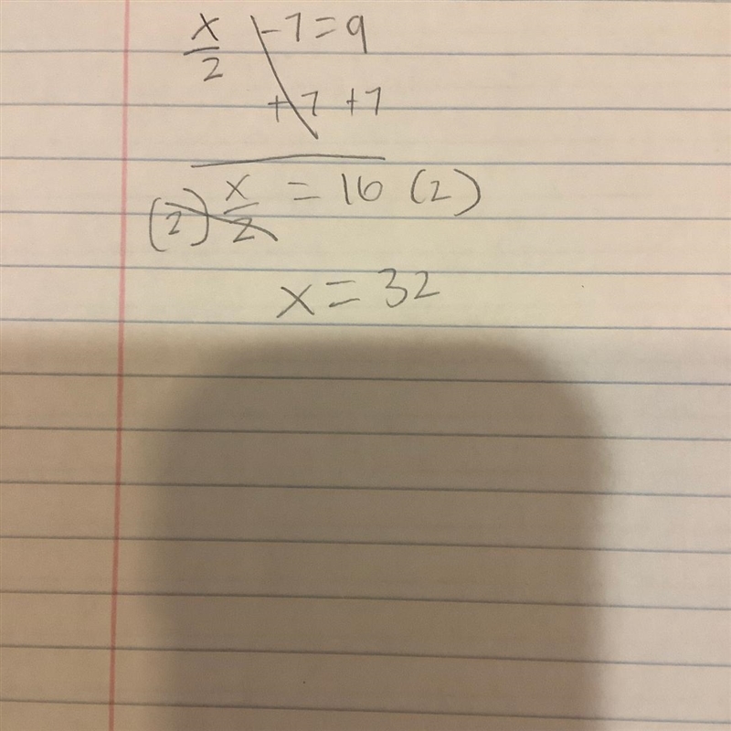 X/2-7=9 find answer for x-example-1