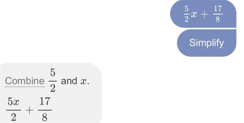 Simplify. 3/2(x+3/4)−(x+1) 5/2x+17/8 1/2x+17/8 1/2x+1/8 I don't know.-example-2