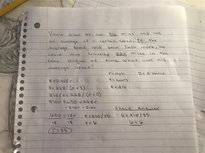 Vinnie drives his car 210 miles and has an average of a certain speed. If the average-example-1