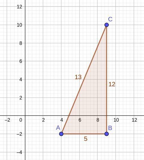 Find the perimeter of the triangle A(4,-2) B(9,-2) C(9,10)-example-1