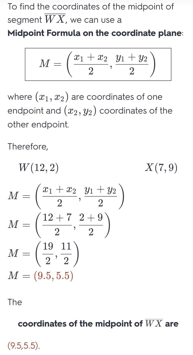 Find the coordinates of the midpoint of a segment with the endpoints (12,2)￼ and (7,9)-example-1