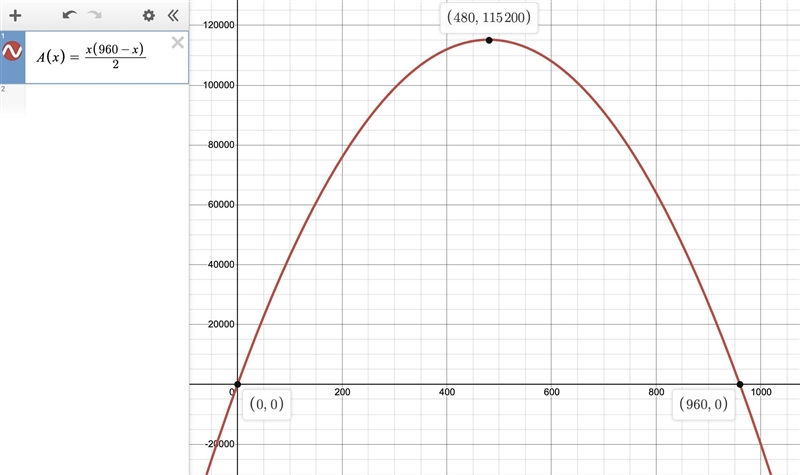 a farmer wants to fence in three sides of a rectangular field shown below with 960 feet-example-1