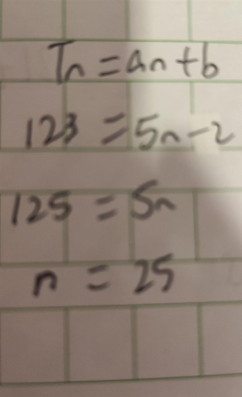 In this arithmetic sequence 3, 8, 13, 18, ... which term has the the value 123? 25 24 617 613-example-1