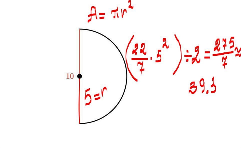 Find the area of the semi circle plss-example-1