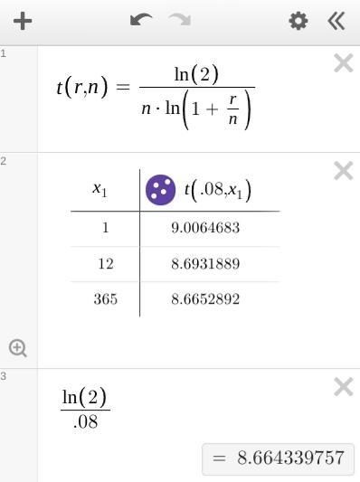 Determine the time necessary for P dollars to double when it is invested at interest-example-1