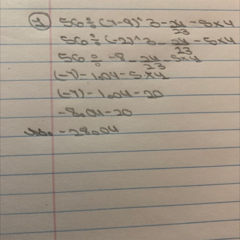 56÷(7-9)^3 -24/23-5×4​-example-1