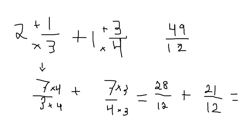 How do i work out 2 1/3 + 1 3/4-example-1