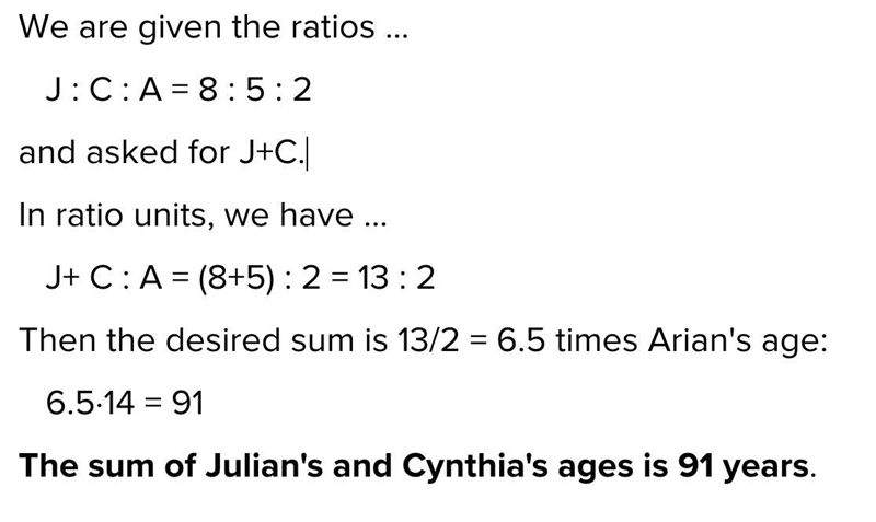 MY GO*D!!!!?!?!?! SOMEONE HELP????? The Ratio of J ulian's age to cyn thia's age, to-example-1