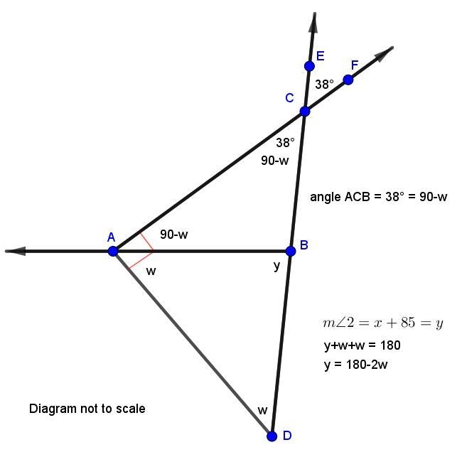 Find the value of x. m<2= x + 85​-example-1