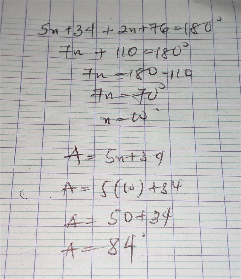 Solve for x the find the measure of A-example-1