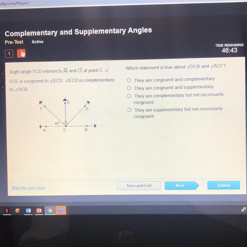 Which statement is true about angle DCB and angle ACF￼-example-1