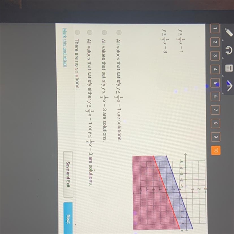 Which is true about the solution to the system of inequalities shown?-example-1