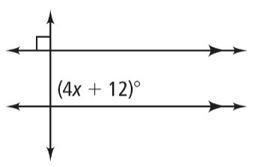 Find the value of x. Then find the measure of each labeled angle. x = 4x+12 =-example-1