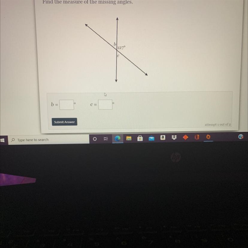 Find the measure of the missing angles.-example-1