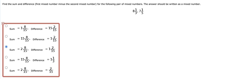 Find the sum and difference (first mixed number minus the second mixed number) for-example-1