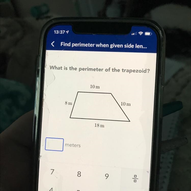 What is the perimeter of the trapezoid? 10m 8m 10m 18m-example-1