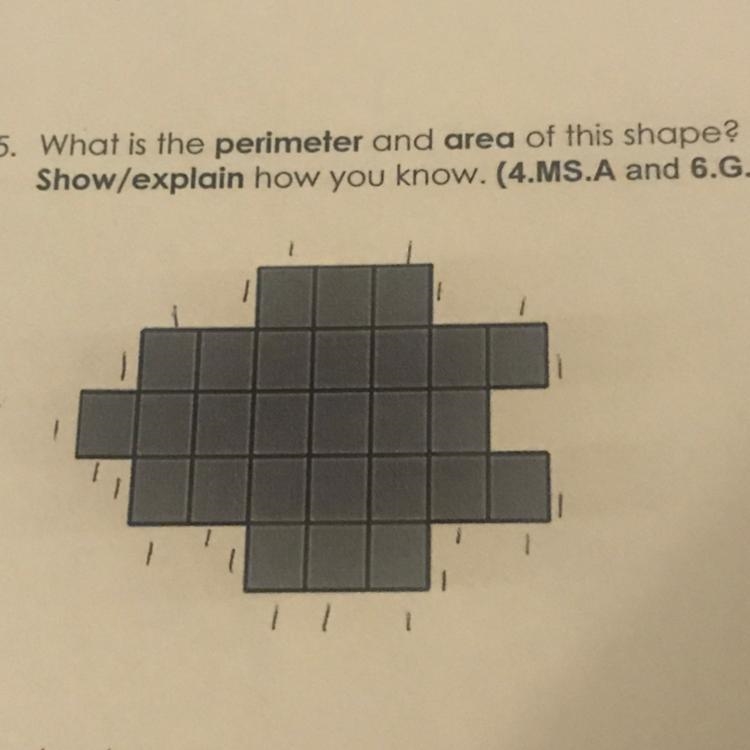 What is the perimeter and area of this shape?-example-1