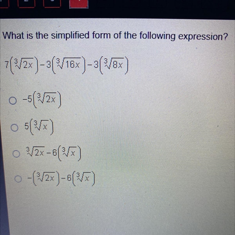 What is the simplified form of the following expression?-example-1