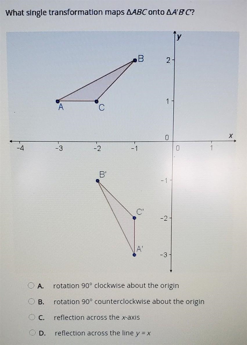 What single transformation maps AABConto AABC?​-example-1