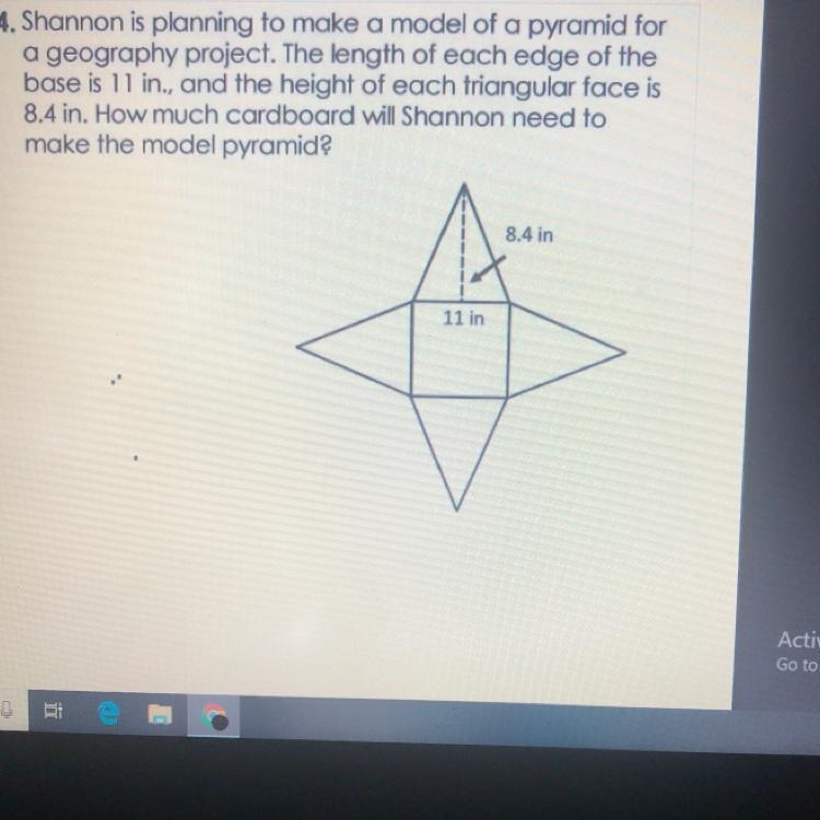 DUE TOMORROW HELP!!!!!! Shannon is planning to make a model of a pyramid for a geography-example-1