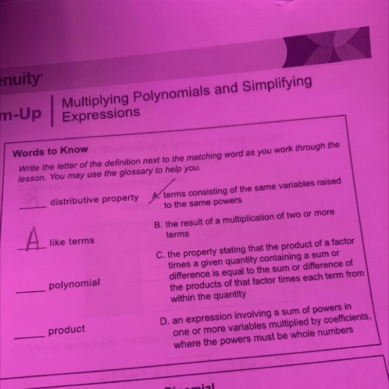 The result of a multiplication of two or more terms-example-1