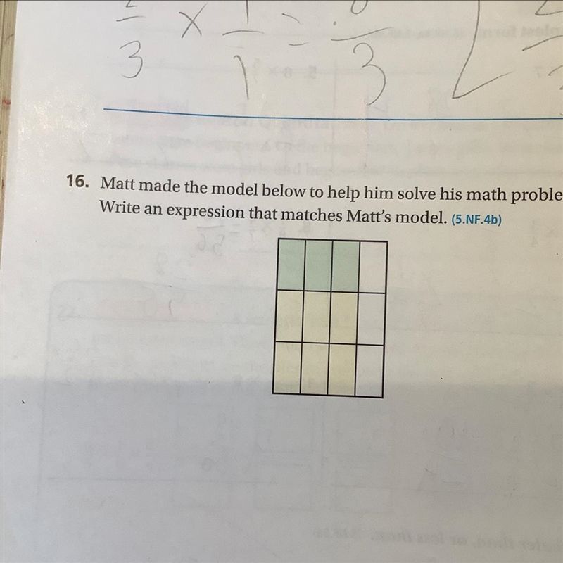 Matt made the model below to help him solve his math problem. Write and expression-example-1